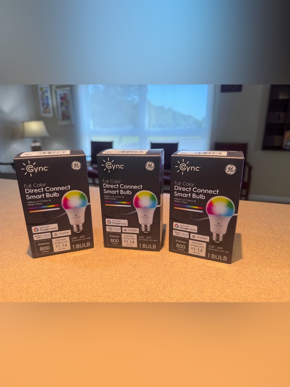 3 GE Cync Full Color Direct Connect Smart Bulbs